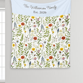 Modern Watercolor Wildflower Pattern Personalized フリースブランケット