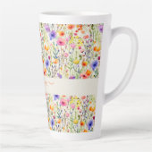 Modern watercolor wildflowers pattern script name カフェラテマグ (右)