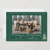 Modern Watercolor Woodland Snow Christmas Photo シーズンカード (正面)