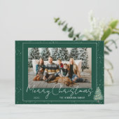 Modern Watercolor Woodland Snow Christmas Photo シーズンカード (スタンド正面)