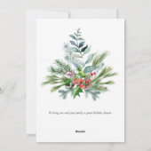 Modern Watercolor Wreath Evergreen and Berries シーズンカード (裏面)