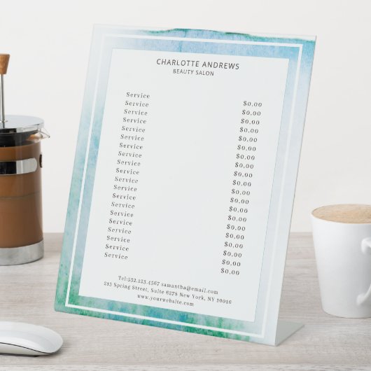 Modern Watercolour Abstrakt Weiß Blau 台座サイン (インサイチュ)