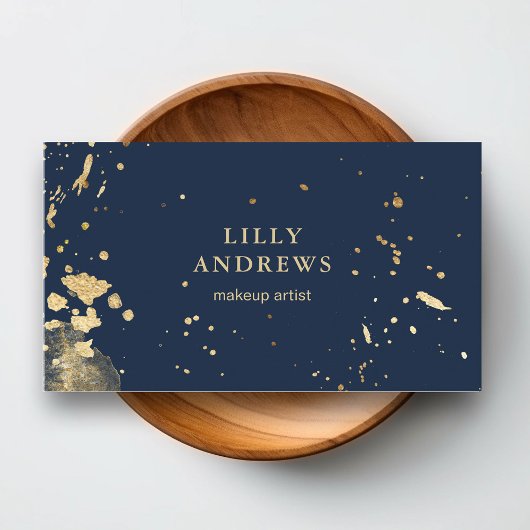 Modern Watercolour Gold ( Imitat) Dunkelblau 名刺