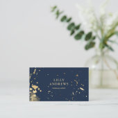 Modern Watercolour Gold ( Imitat) Dunkelblau 名刺 (スタンド正面)