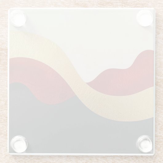 Modern Wave Gold Red Black  ガラスコースター (裏面)