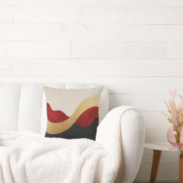 Modern Wave Gold Red Black  クッション