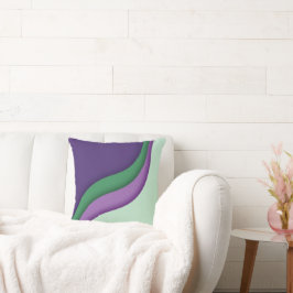 Modern Wave Purple Green  クッション
