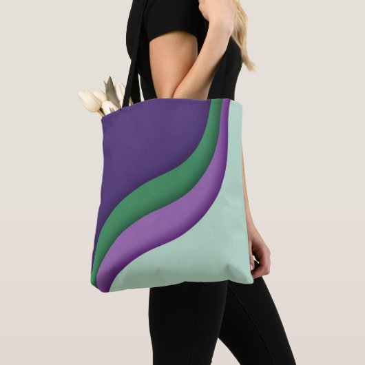 Modern Wave Purple Green  トートバッグ (クローズアップ)