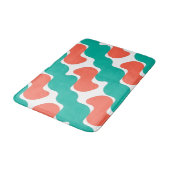 Modern Wavy Diagonal Geometric Teal and Coral Pink バスマット (アングル)