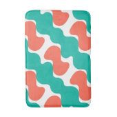 Modern Wavy Diagonal Geometric Teal and Coral Pink バスマット (正面縦)
