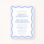 Modern Wavy Dual Blue Wedding Invitation 招待状
