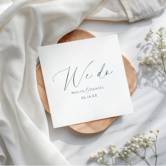 Modern We Do Couples Names Script Wedding スタンダードカクテルナプキン