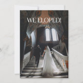 Modern "We Eloped!" 2-Photo Elegant Wedding 案内状 (正面)