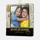 Modern We Love you Grandpa Black and Gold セラミックオーナメント (左)