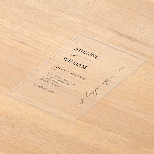 Modern Wedding Acrylic Elegant Invitation  アクリル招待状 (レイダウン)