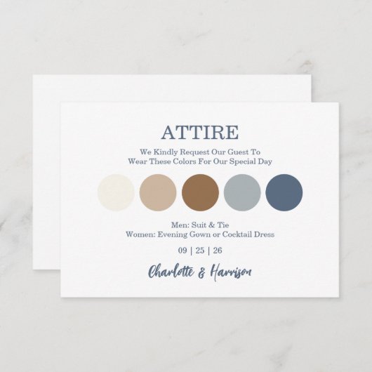 Modern Wedding Attire Dress Code Enclosure Card (正面/裏面)