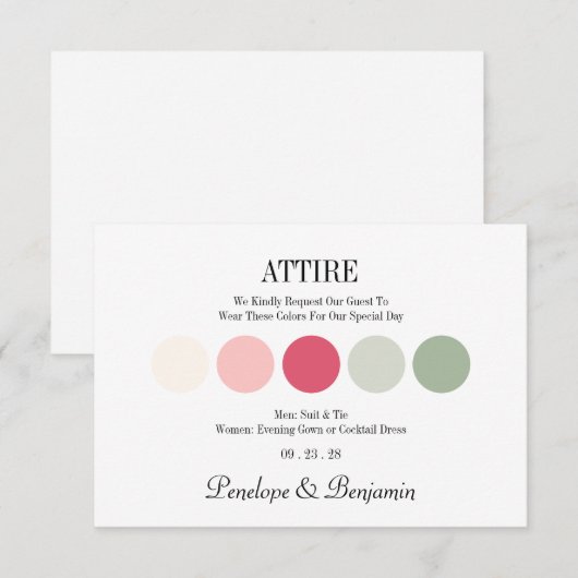 Modern Wedding Attire Dress Code Enclosure Card (正面/裏面)