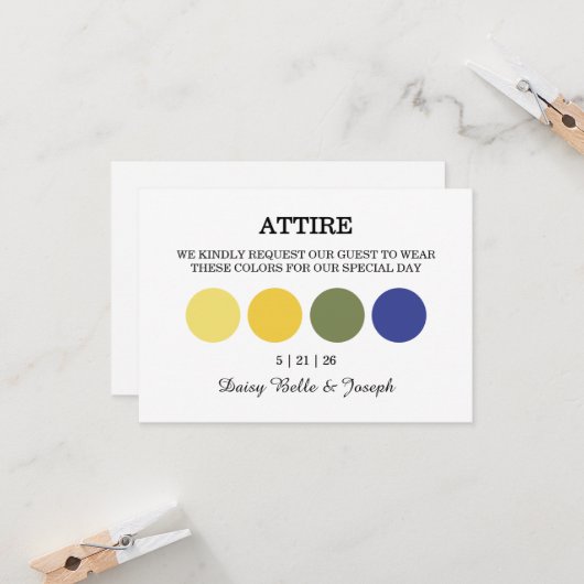 Modern Wedding Attire Dress Code Enclosure Card カード (正面/裏面インサイチュ)