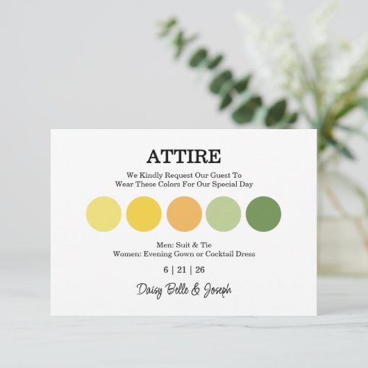 Modern Wedding Attire Dress Code Enclosure Card カード (スタンド正面)