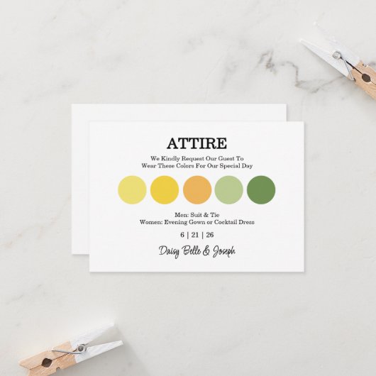 Modern Wedding Attire Dress Code Enclosure Card カード (正面/裏面インサイチュ)