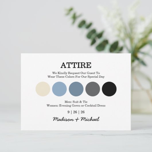 Modern Wedding Attire Dress Code Enclosure Card カード (スタンド正面)