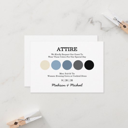 Modern Wedding Attire Dress Code Enclosure Card カード (正面/裏面インサイチュ)