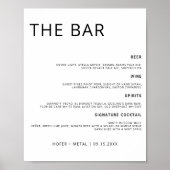Modern Wedding Bar Menu Minimalist Wedding Drink ポスター (正面)
