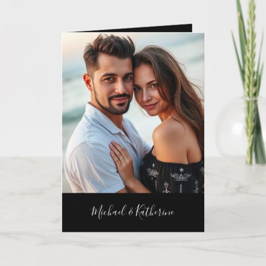 Modern Wedding Black & White All in One  招待状 (正面)