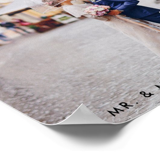 Modern Wedding Bride Groom Photo Poster ポスター (角)