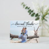Modern Wedding Calligraphy Photo of Love and Grati ポストカード (スタンド正面)