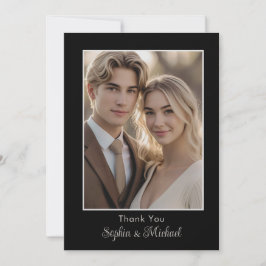 Modern Wedding Card Thank You Card Photo Black  サンキューカード