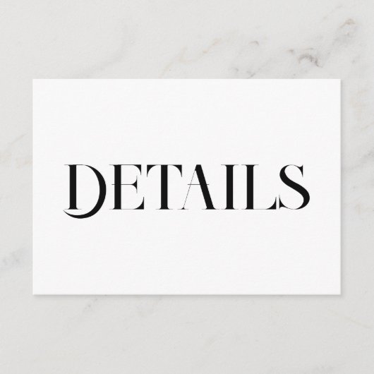 Modern Wedding Details | Minimalist Black & White エンクロージャーカード (正面)