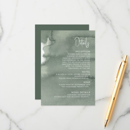 Modern wedding Enclosure Card Details. エンクロージャーカード (正面/裏面インサイチュ)