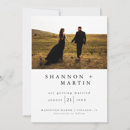 Modern Wedding Full Photo Typography Script セーブザデート (裏面)