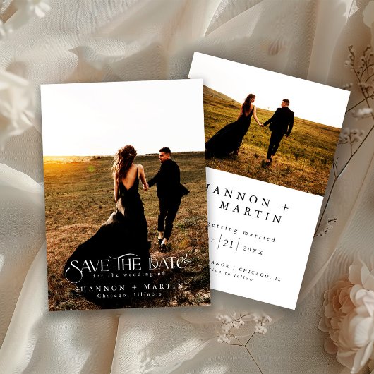 Modern Wedding Full Photo Typography Script セーブザデート