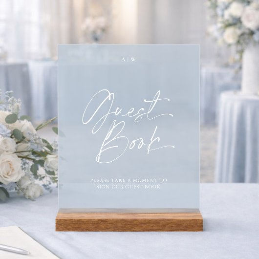 Modern Wedding Guest Book Sign | Dusty Blue アクリルサイン