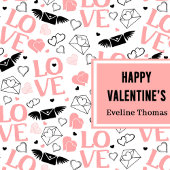 Modern Wedding Heart Sketch Personalized Gift Bag ラージペーパーバッグ