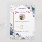 Modern Wedding Invitation Back Message 招待状 (正面/裏面)