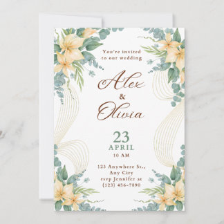 Modern Wedding Invitation Elegant Minimal Layout 招待状
