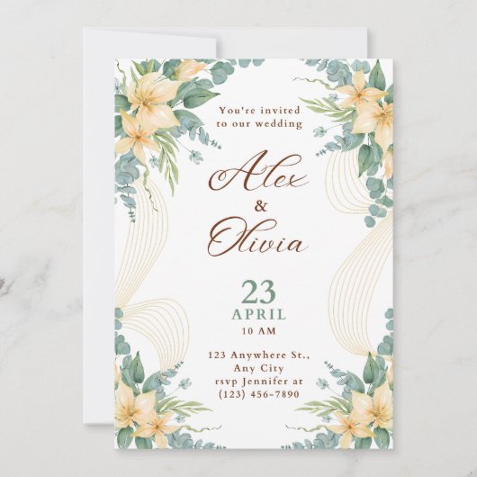 Modern Wedding Invitation Elegant Minimal Layout 招待状 (正面)