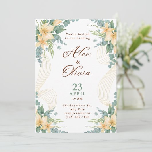 Modern Wedding Invitation Elegant Minimal Layout 招待状 (スタンド正面)