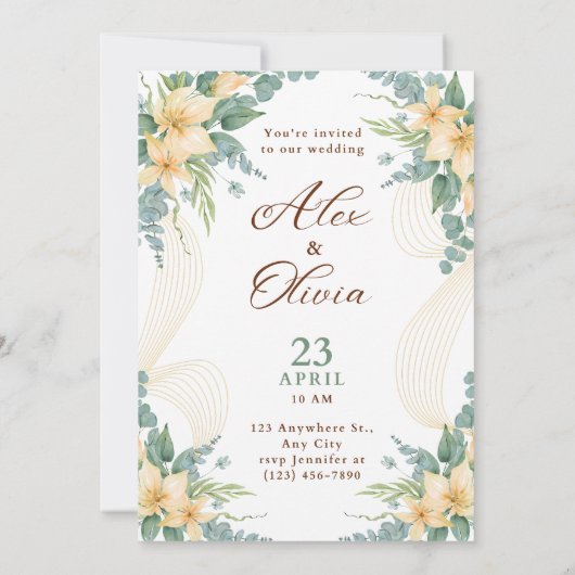 Modern Wedding Invitation Elegant Minimal Layout 招待状 (裏面)