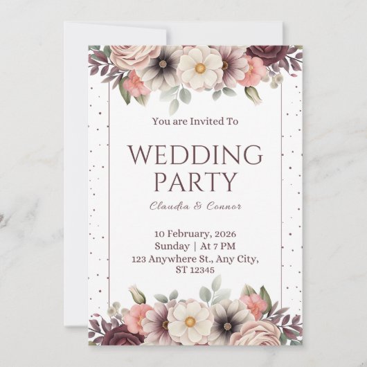 Modern Wedding Invitation Elegant Minimal Layout 招待状 (正面)