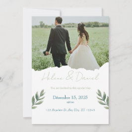 Modern Wedding Invitation – Green Gray 招待状