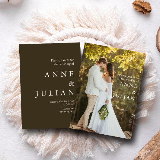 Modern Wedding invitation with 2 photos & QR Code 招待状