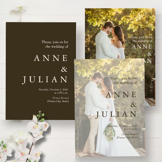 Modern Wedding invitation with 2 photos & QR Code 招待状