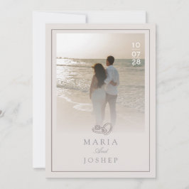 Modern Wedding Invitation with Bold Date Front  招待状