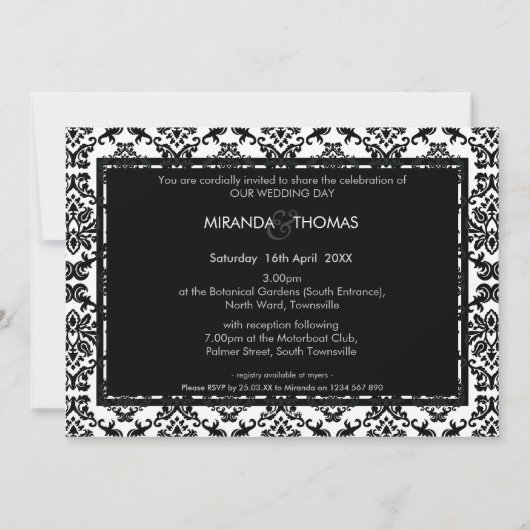 MODERN WEDDING INVITATIONS :: damask colors 10 招待状 (裏面)