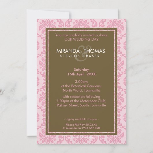 MODERN WEDDING INVITATIONS :: damask colors 9P 招待状 (裏面)