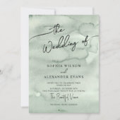 Modern wedding invitations in a watercolor style.  招待状 (正面)
